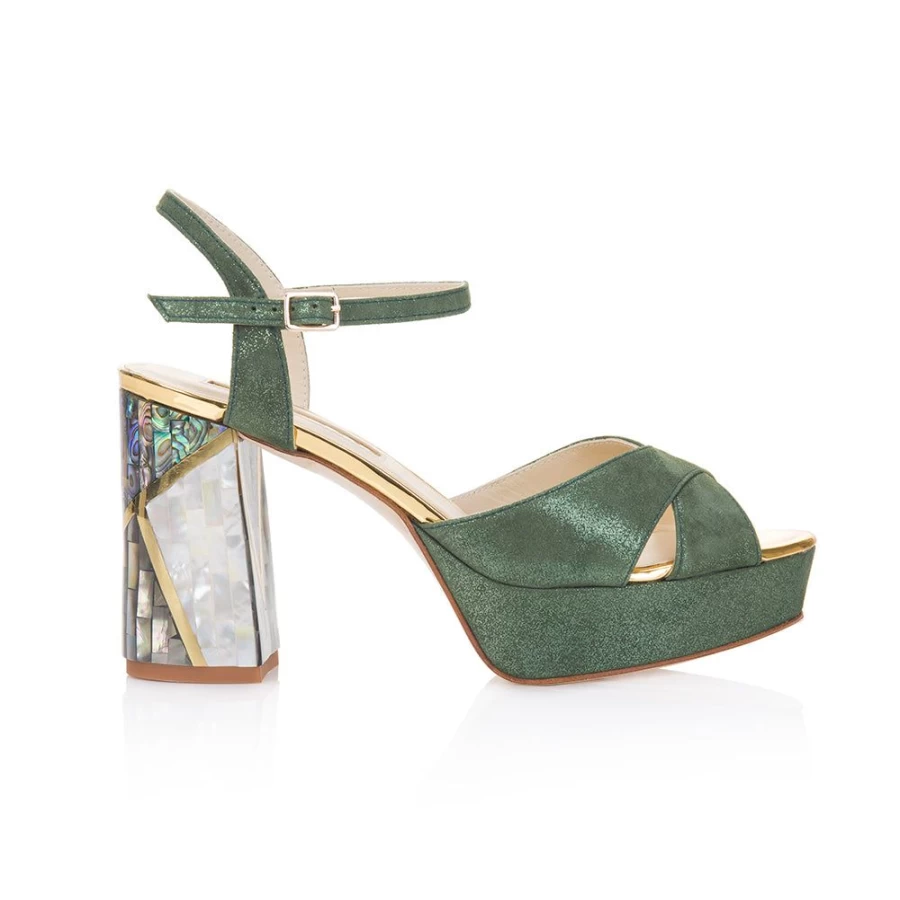Freya Rose Zahra Verde-Pearl Women's Heels - Elegant Pearl Embellished High Heels