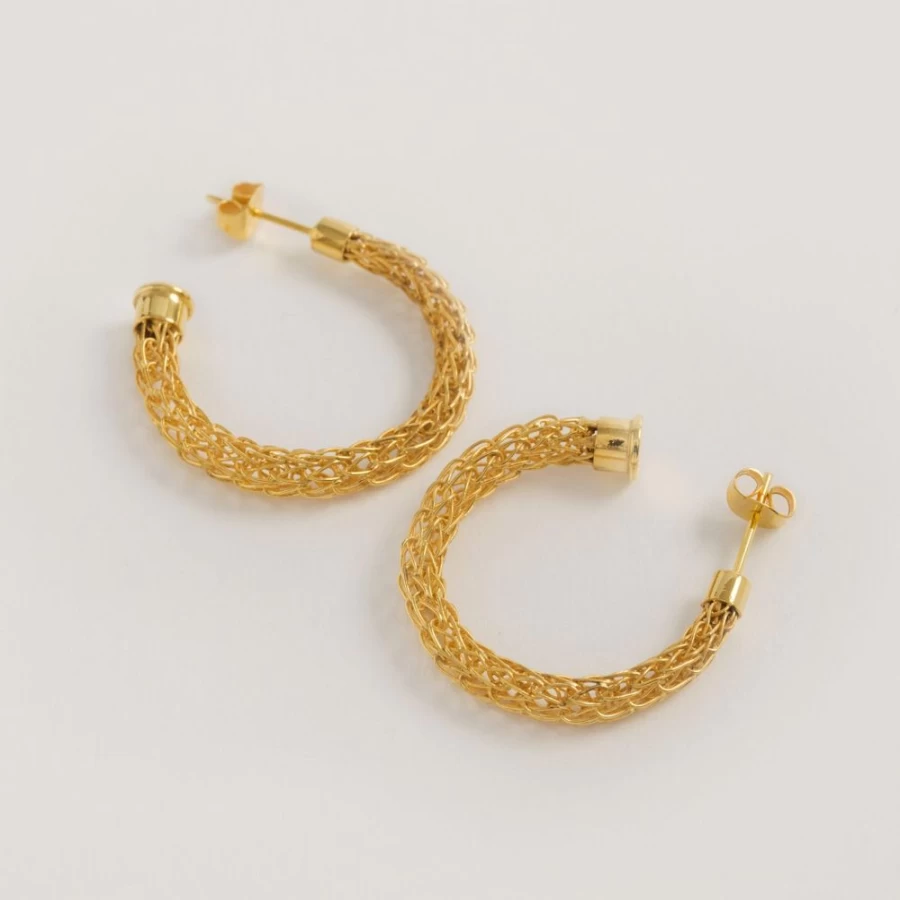 Freya Rose 22K Gold Medium Open Weave Hoop Earrings for Women