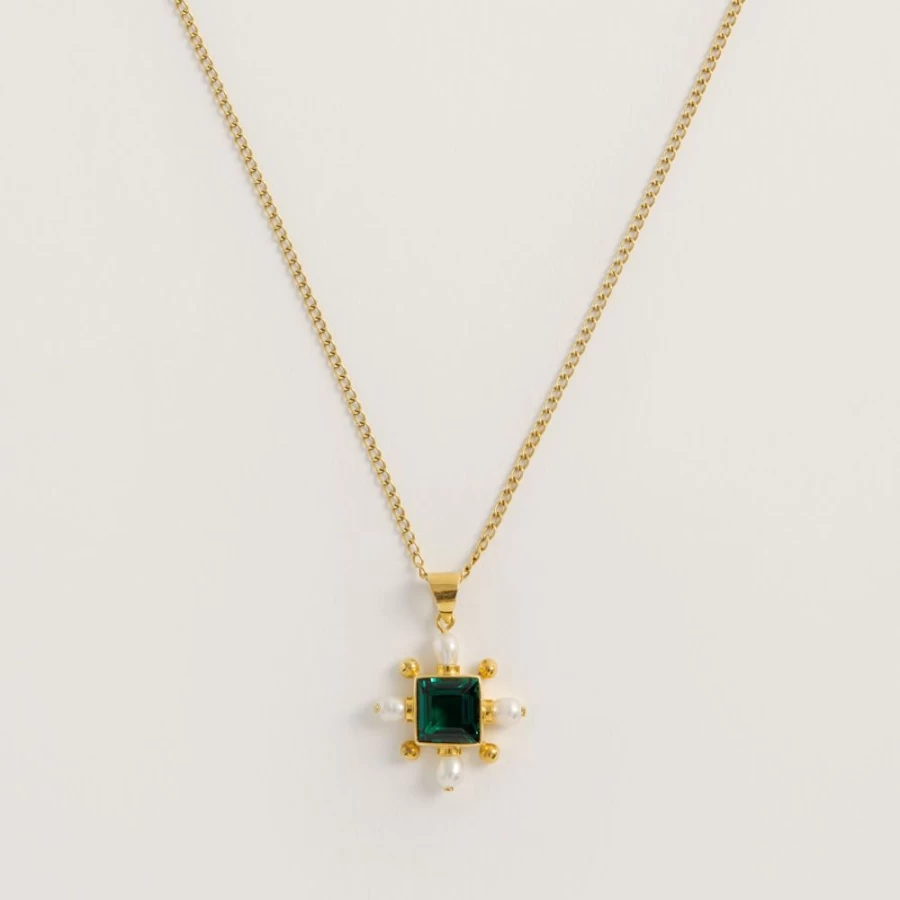 Freya Rose Green Quartz Cross Pendant Necklace for Women