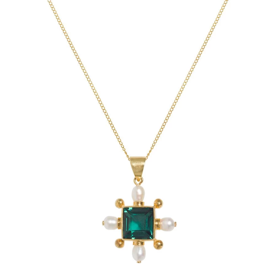 Freya Rose Green Quartz Cross Pendant Necklace for Women