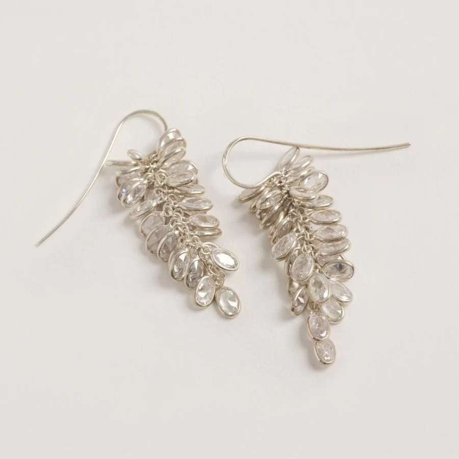 Freya Rose Silver Midi Crystal Drop Earrings for Women