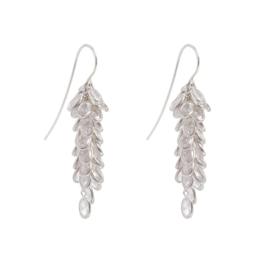 Freya Rose Silver Midi Crystal Drop Earrings for Women