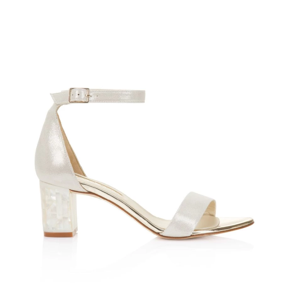 Freya Rose Women's Martene Midi-Pearl Heel Elegant Pearl-Embellished Sandals