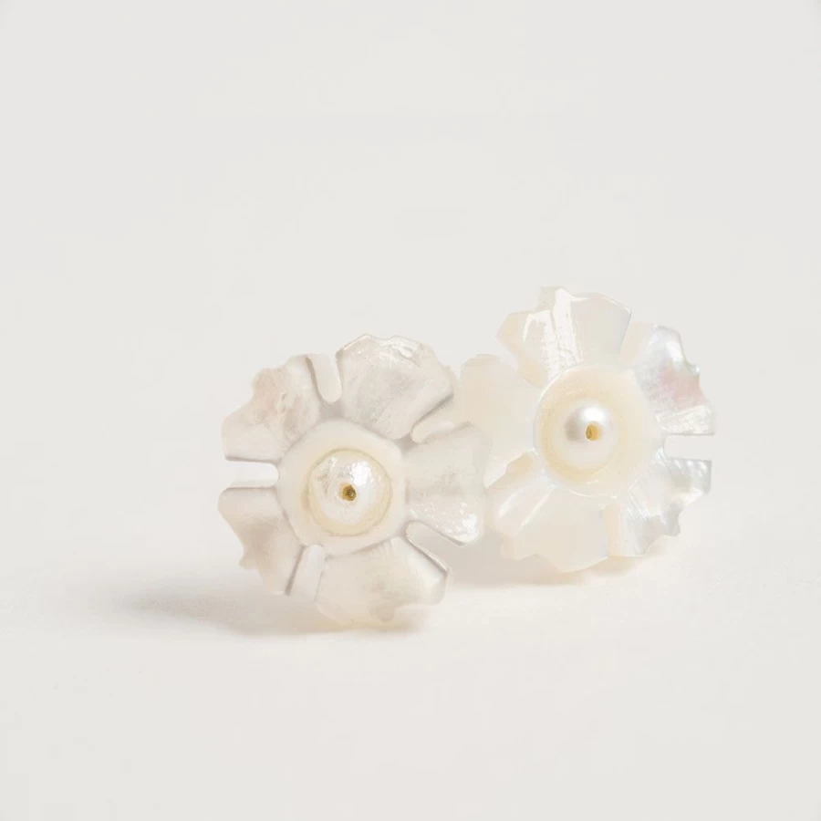 Freya Rose Women's Mother of Pearl Flower Stud Earrings - Elegant Floral Design Studs