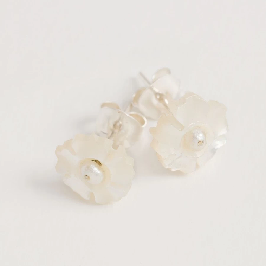 Freya Rose Women's Mother of Pearl Flower Stud Earrings - Elegant Floral Design Studs