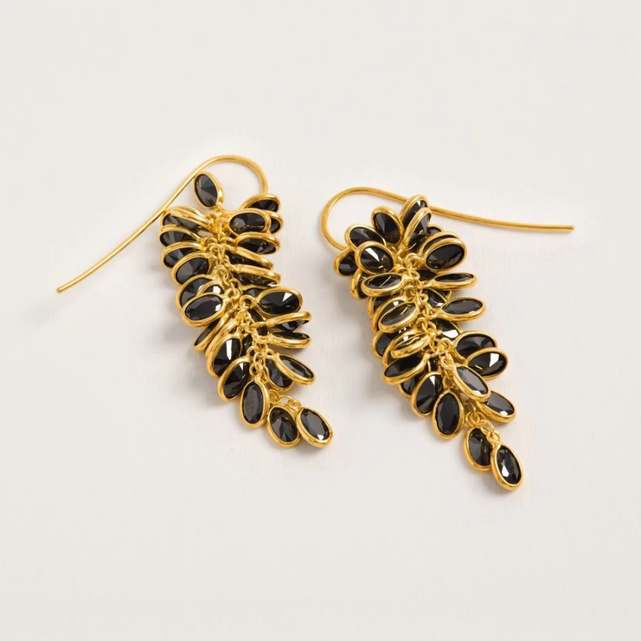 Freya Rose Gold and Black Crystal Drop Earrings for Women - Elegant Midi Dangle Earrings