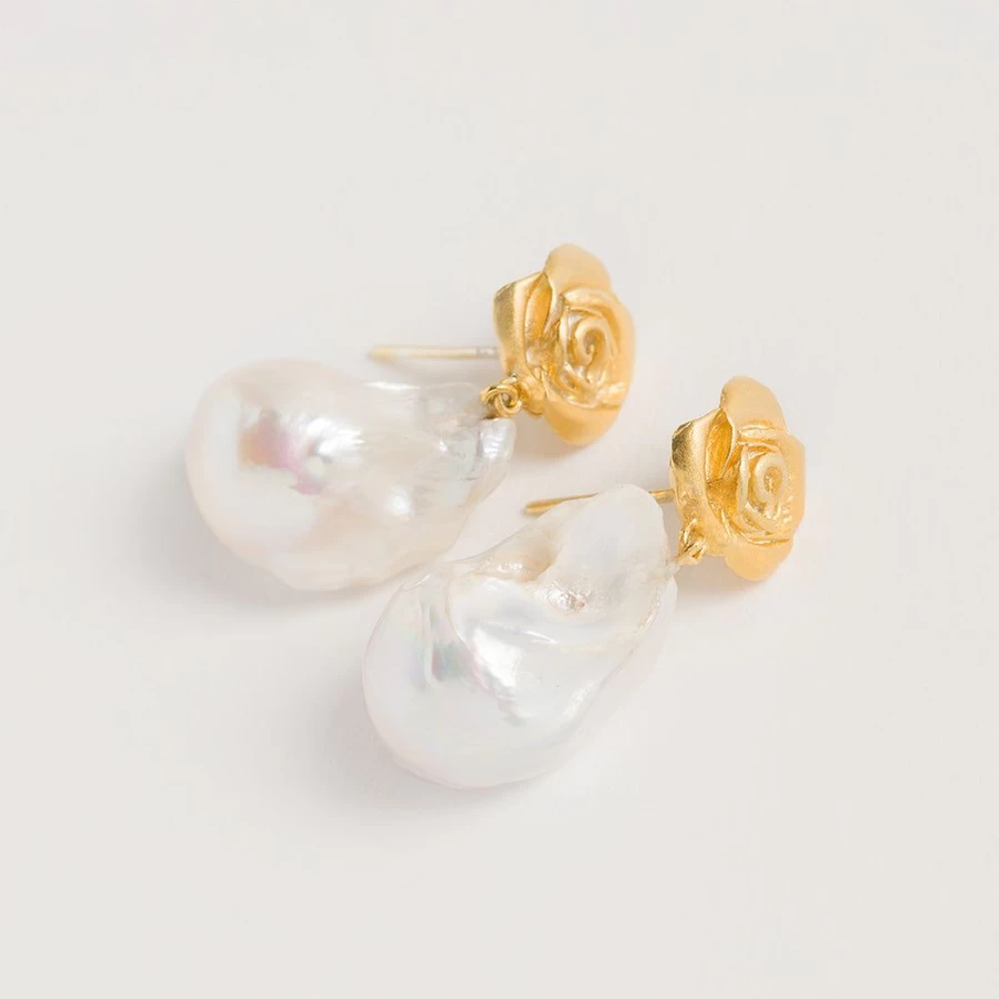 Freya Rose Baroque Pearl Drop Earrings for Women - Elegant Vintage-Inspired Jewelry