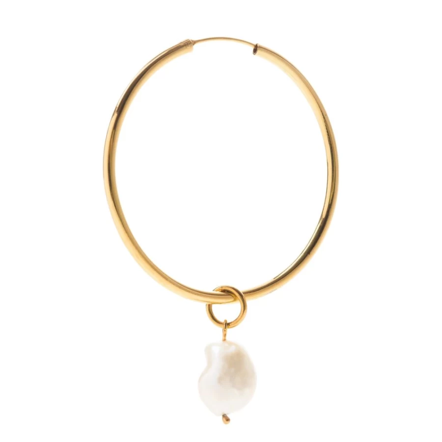 Freya Rose Large Gold Vermeil Hoop Earrings with Baroque Pearls for Women