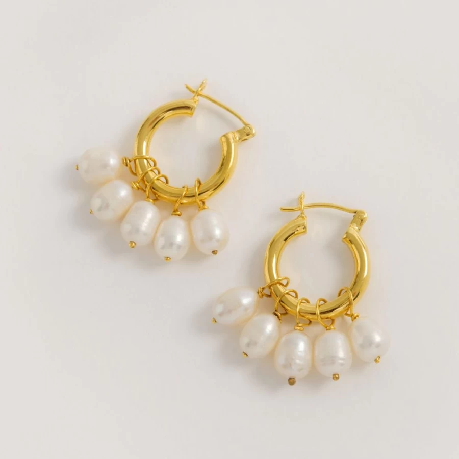 Freya Rose Mini Hoops Earrings with Detachable Pearls for Women