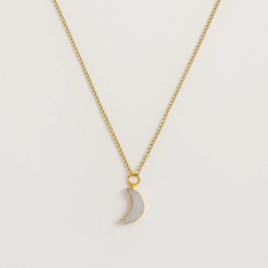 Freya Rose Women's 22K Gold Vermeil Mother of Pearl Moon Pendant Necklace