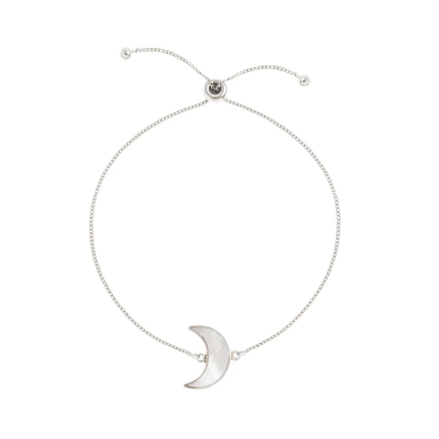 Freya Rose Adjustable Silver Moon Charm Bracelet for Women