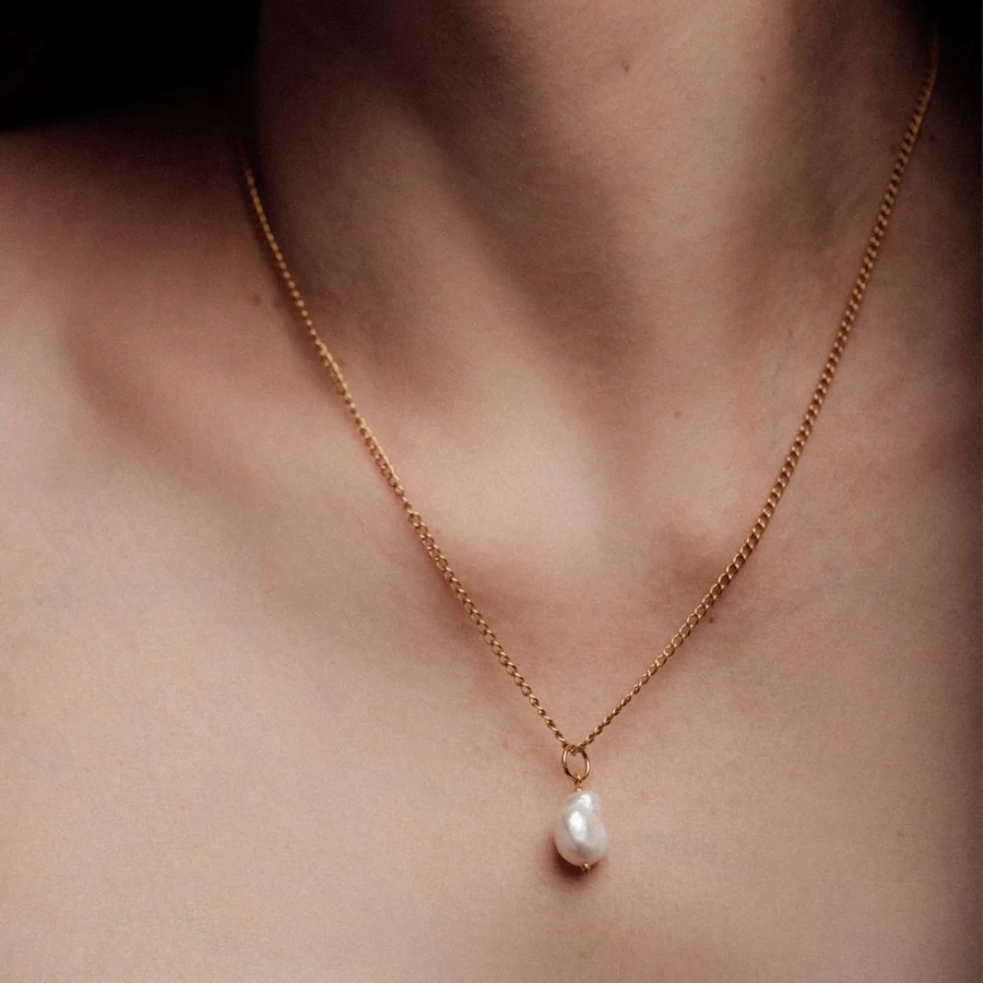 Freya Rose Baroque Pearl 22K Gold Vermeil Necklace for Women - Elegant Vintage Jewelry