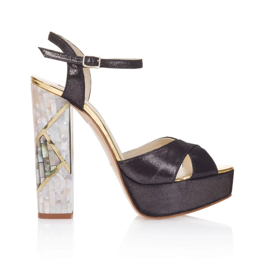 Freya Rose Women's Cher Noir-Pearl Heel - Elegant Pearl Embellished High Heels