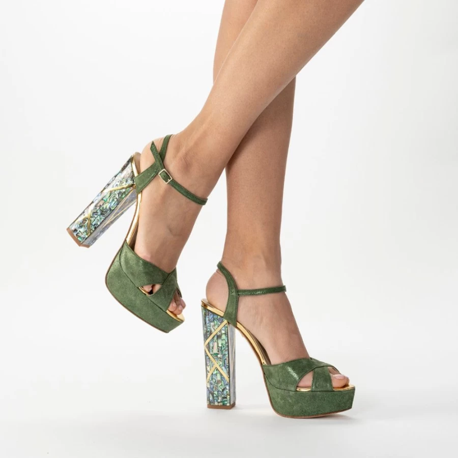 Freya Rose Women's Cher Verde Pearl Heel Elegant High Heels