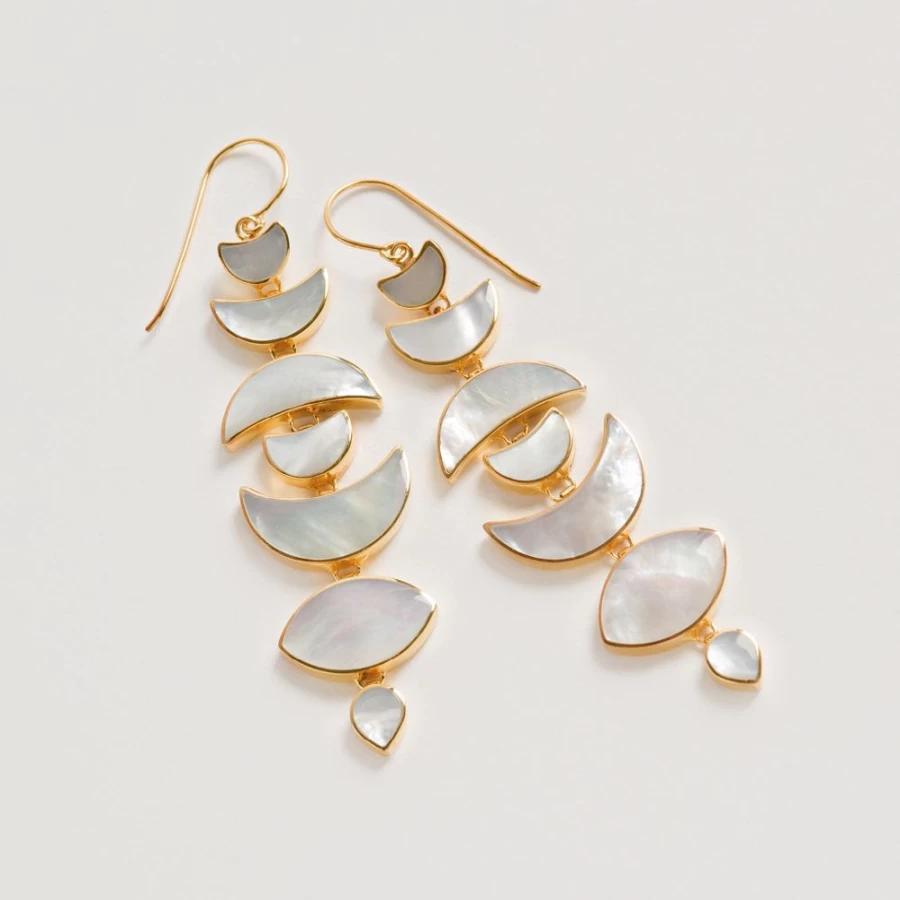 Freya Rose Women's Warrioress Gold Moon Drops Elegant Drop Earrings