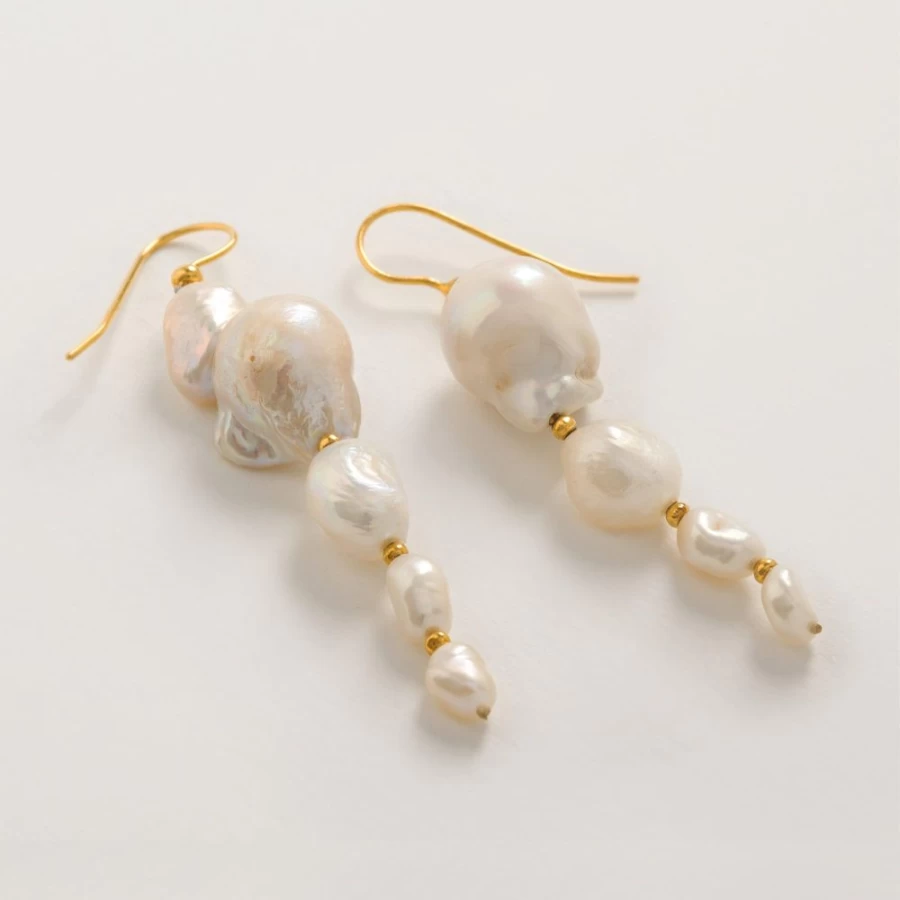 Freya Rose Women's Large Baroque Pearl Drop Earrings - Elegant Handcrafted Jewelry