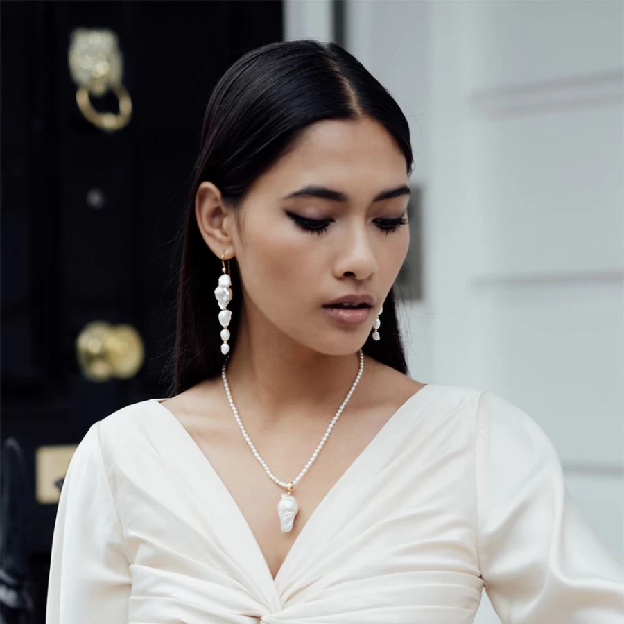 Freya Rose Women's Large Baroque Pearl Drop Earrings - Elegant Handcrafted Jewelry