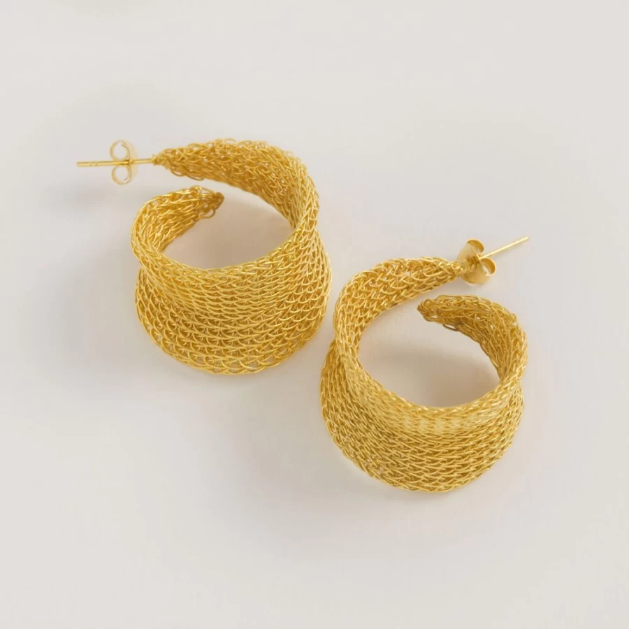 Freya Rose Gold Weave Curled Hoop Earrings for Women