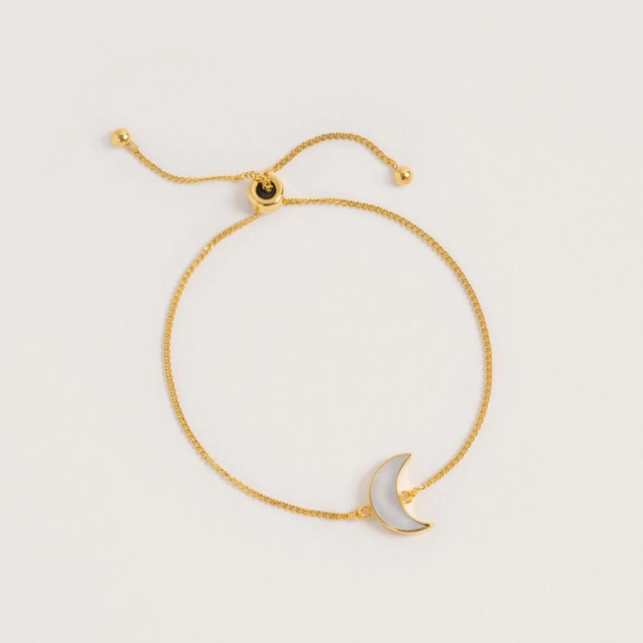 Freya Rose Adjustable Gold Moon Charm Bracelet for Women - Elegant Celestial Jewelry
