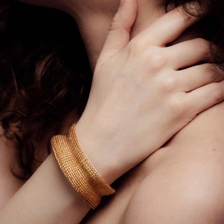 Freya Rose Women's Medium Gold Weave Cuff Bracelet