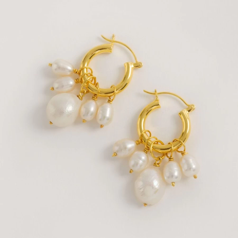 Freya Rose Mini Hoops Earrings with Detachable Pearls for Women - Elegant Gold/Silver Stud Combo