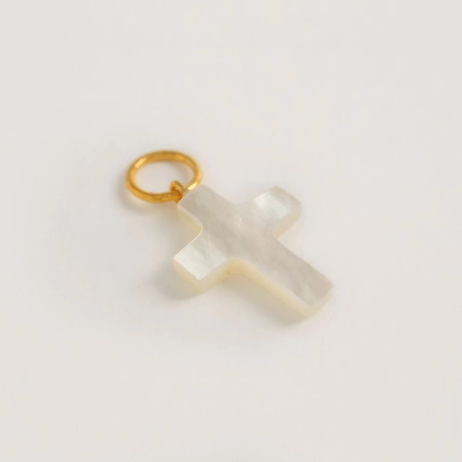 Freya Rose Women's Mother of Pearl Cross Charm Pendant Necklace