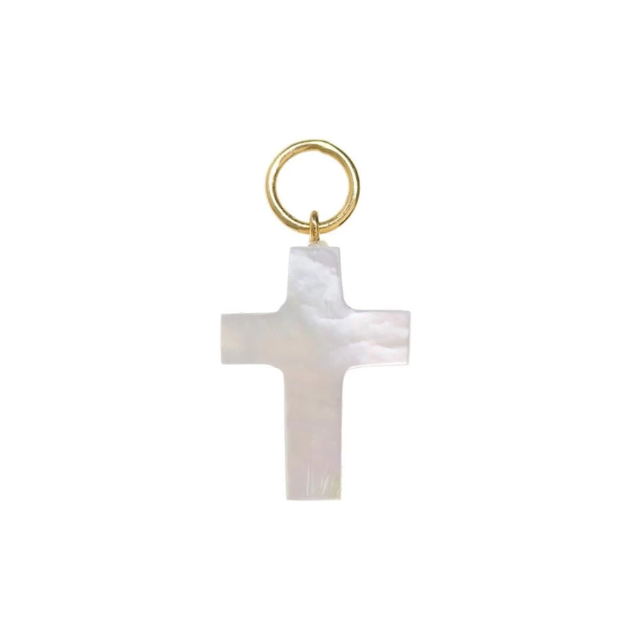 Freya Rose Women's Mother of Pearl Cross Charm Pendant Necklace
