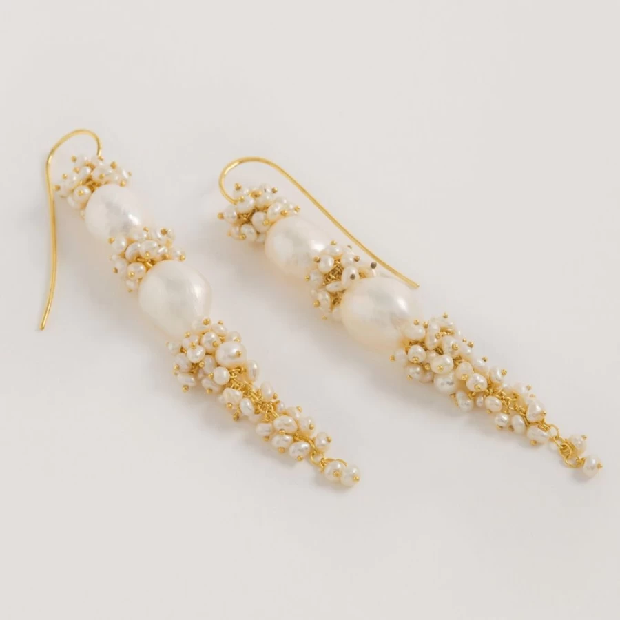 Freya Rose Women's Baroque Pearl Long Drop Earrings