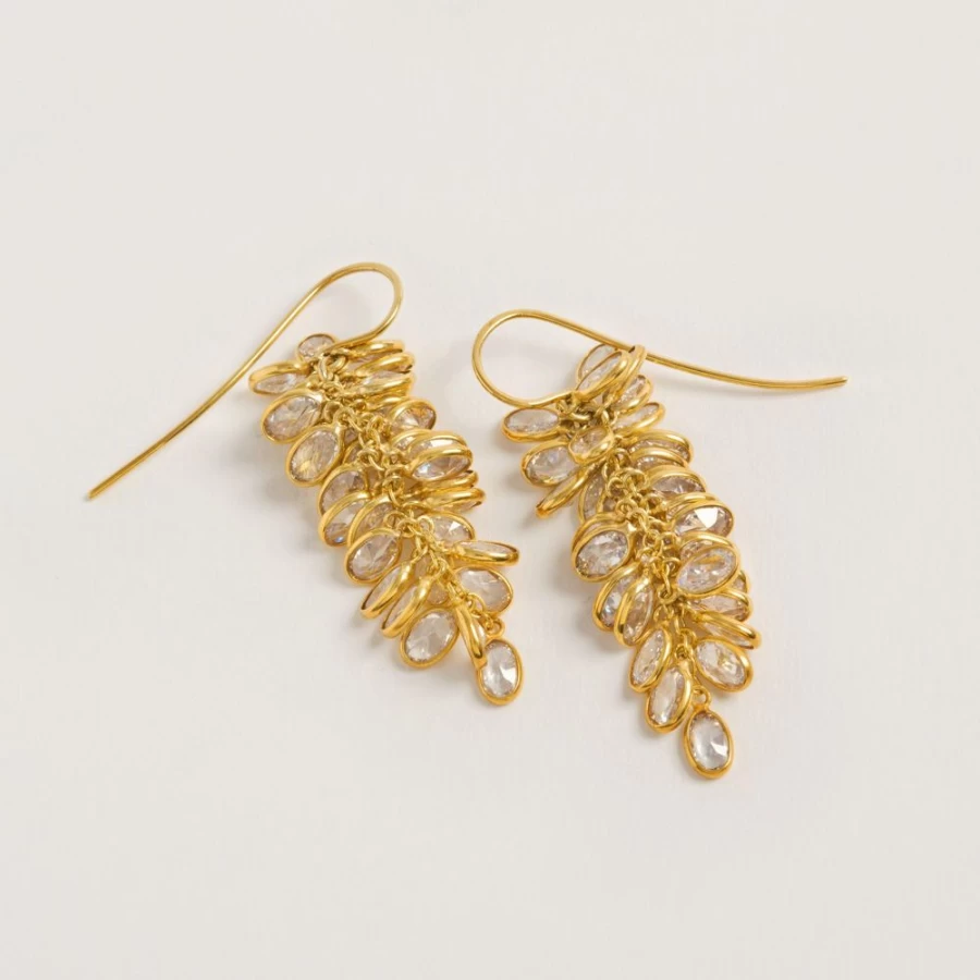 Freya Rose 22K Gold Midi Crystal Drop Earrings for Women