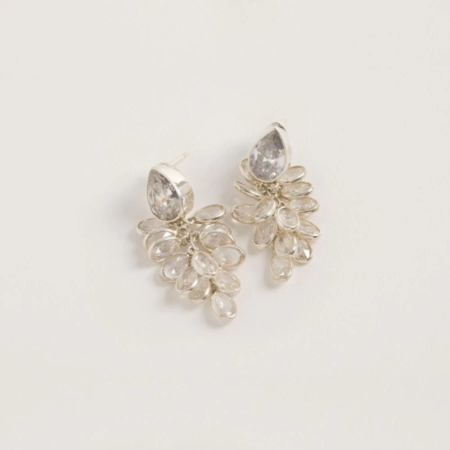 Freya Rose Women's Petite Silver Crystal Drop Earrings