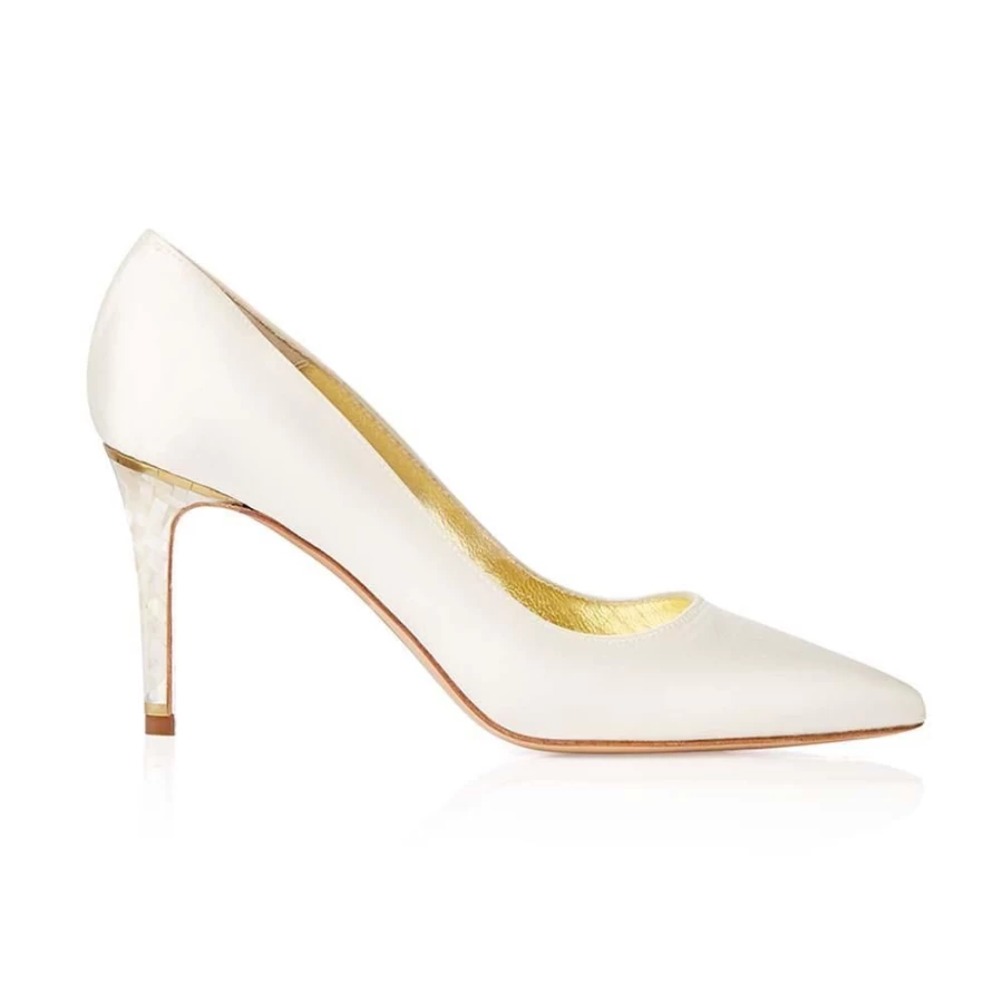 Freya Rose Women's Chelsea-Pearl Heel Elegant Pearl Embellished Heeled Shoes