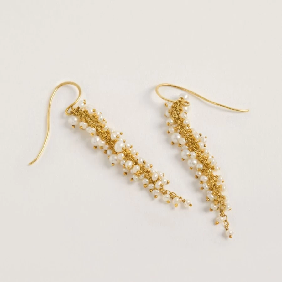 Freya Rose Delicate Gold Pearl Drop Earrings for Women - Elegant Dangle Jewelry
