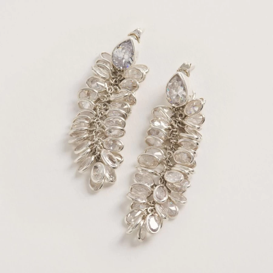 Freya Rose Sterling Silver Crystal Drop Earrings for Women Elegant Long Dangle