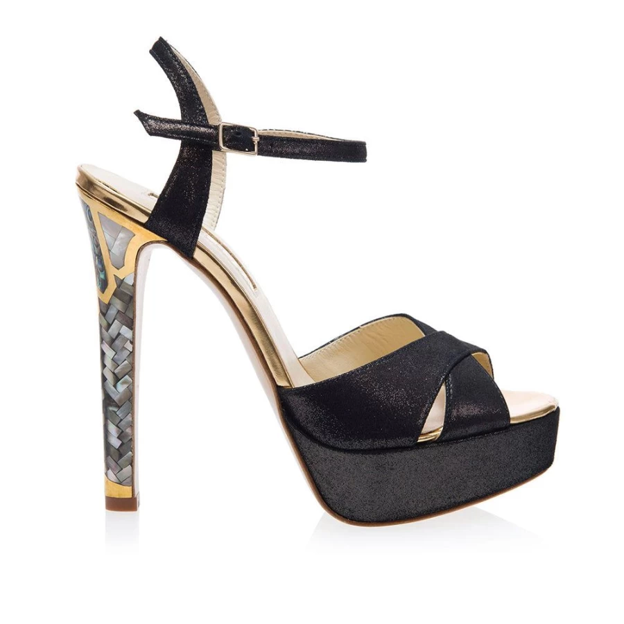 Freya Rose Women's Cleopatra Noir-Pearl Heels - Elegant Pearl Embellished High Heels