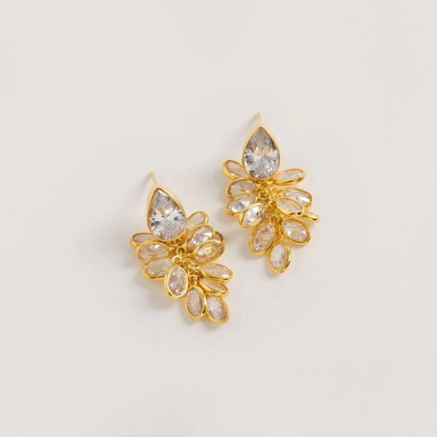 Freya Rose Petite Gold Vermeil Crystal Drop Earrings for Women