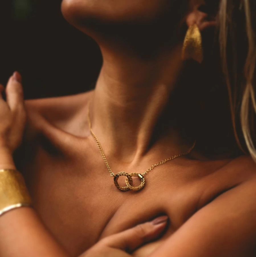 Freya Rose Gold Woven Kindred Necklace for Women - Elegant Handcrafted Jewelry