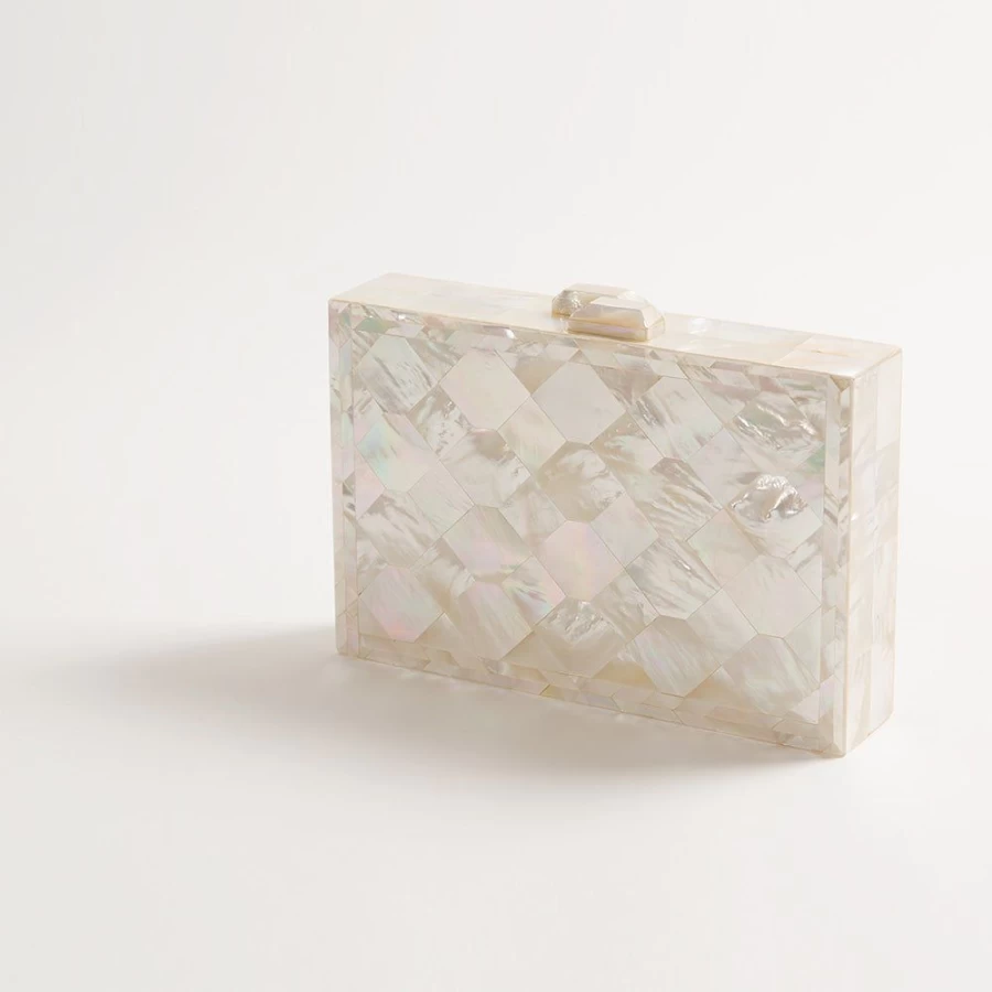 Freya Rose Women's Athena Ivory Mother of Pearl Handbag - Elegant Pearl Embellished Clutch