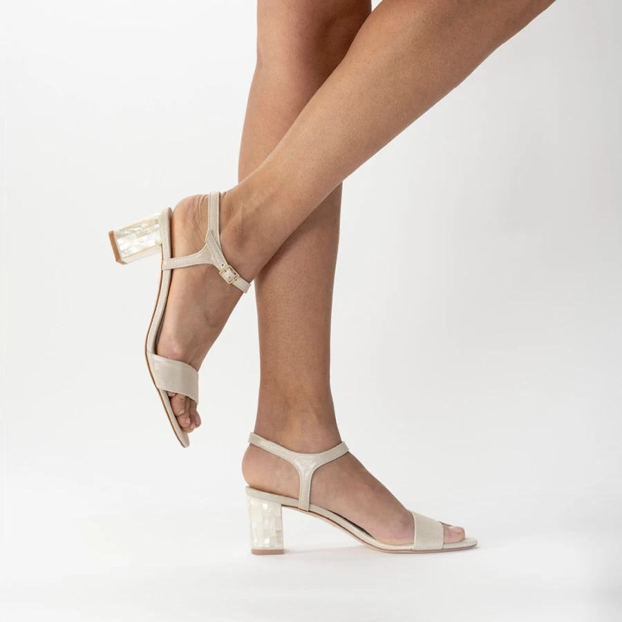Freya Rose Women's Martina Midi Heel in Champagne-Pearl for Elegant Occasions