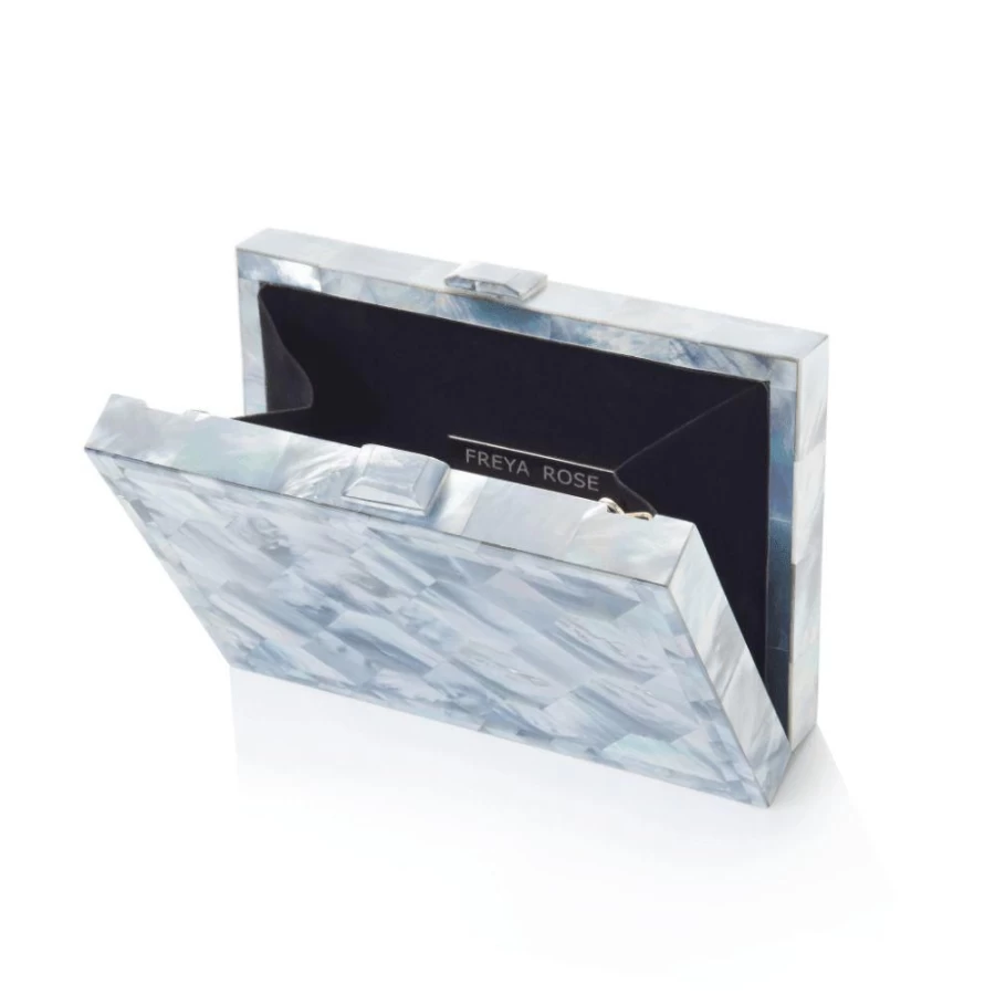 Freya Rose Athena Pale Blue Mother Of Pearl Handbag for Women