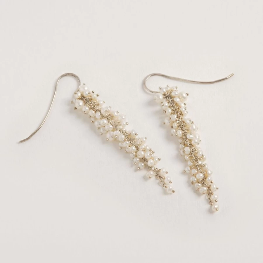 Freya Rose Women's Delicate Silver Pearl Drop Earrings