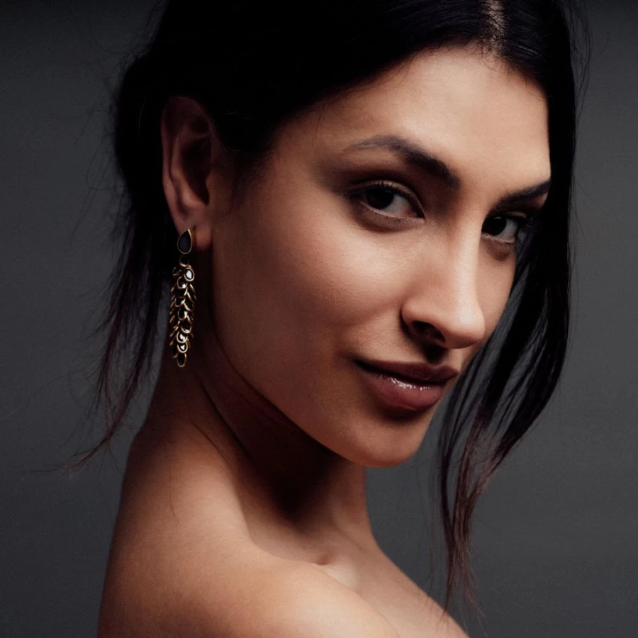 Freya Rose Gold and Black Crystal Long Drop Earrings for Women
