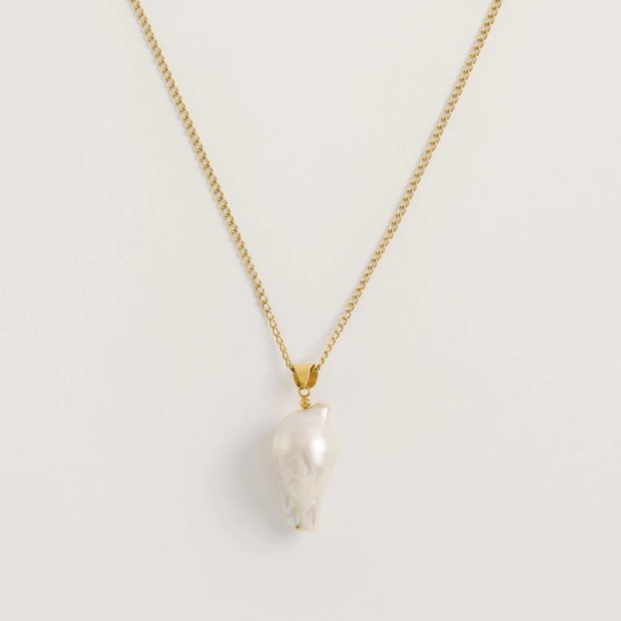 Freya Rose Women's Large Baroque Pearl 22K Gold Vermeil Necklace - Elegant Baroque Pearl Jewelry